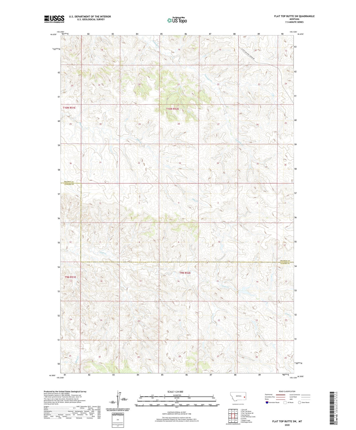 Flat Top Butte SW Montana US Topo Map Image