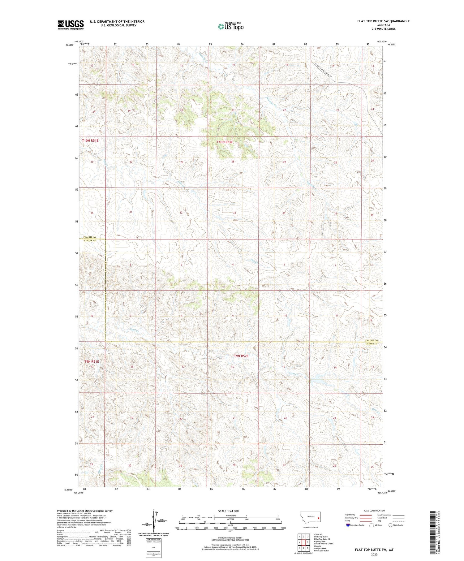 Flat Top Butte SW Montana US Topo Map Image