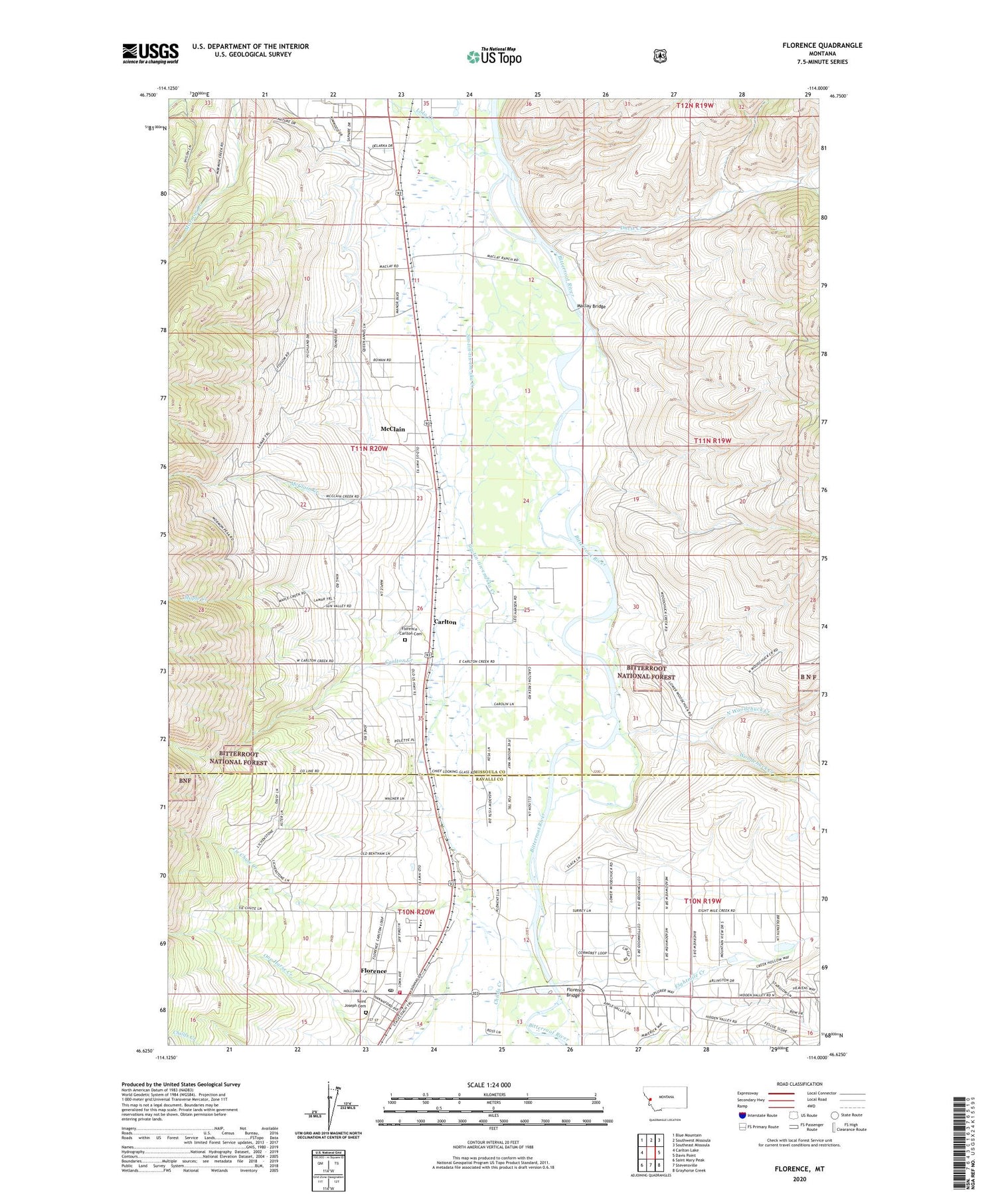 Florence Montana US Topo Map Image