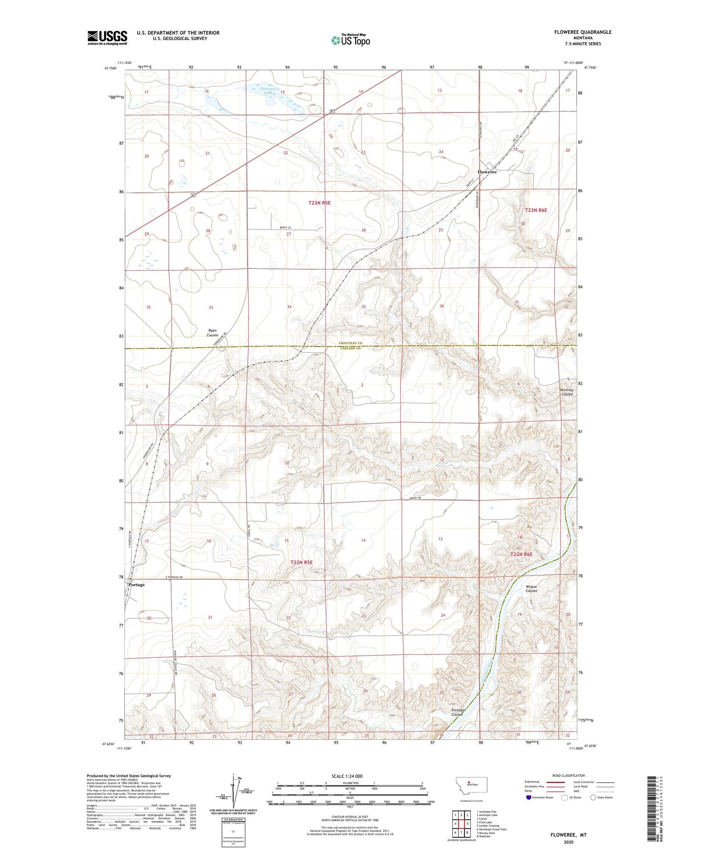 Floweree Montana US Topo Map Image