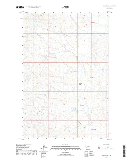 Flowing Well Montana US Topo Map Image