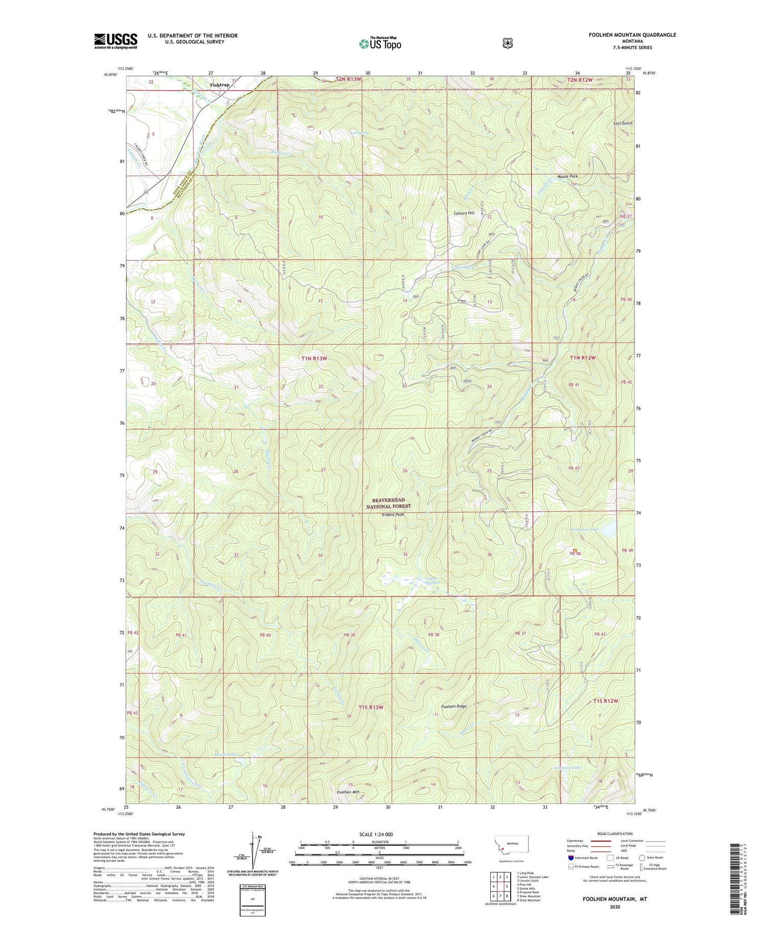 Foolhen Mountain Montana US Topo Map Image