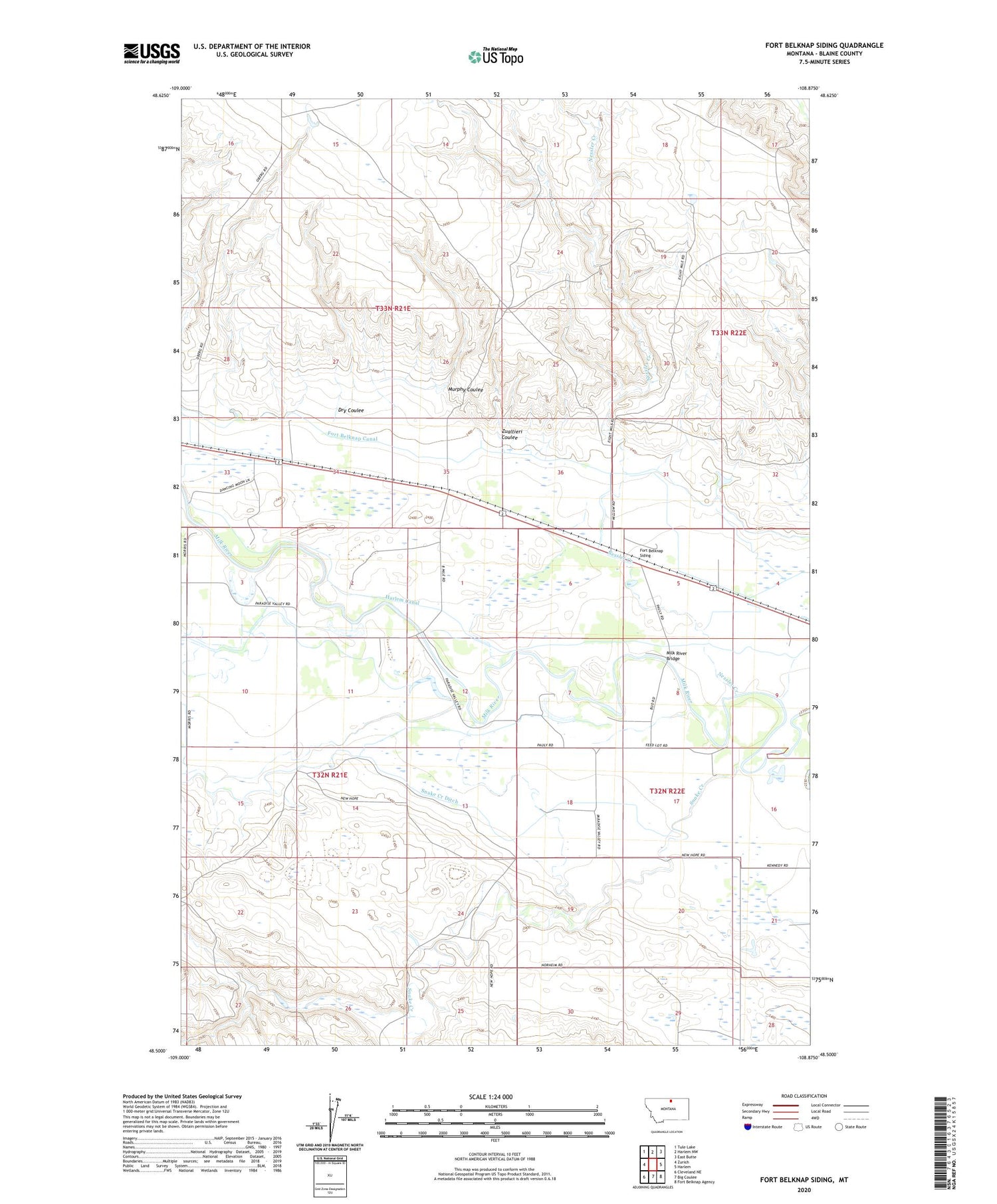 Fort Belknap Siding Montana US Topo Map Image