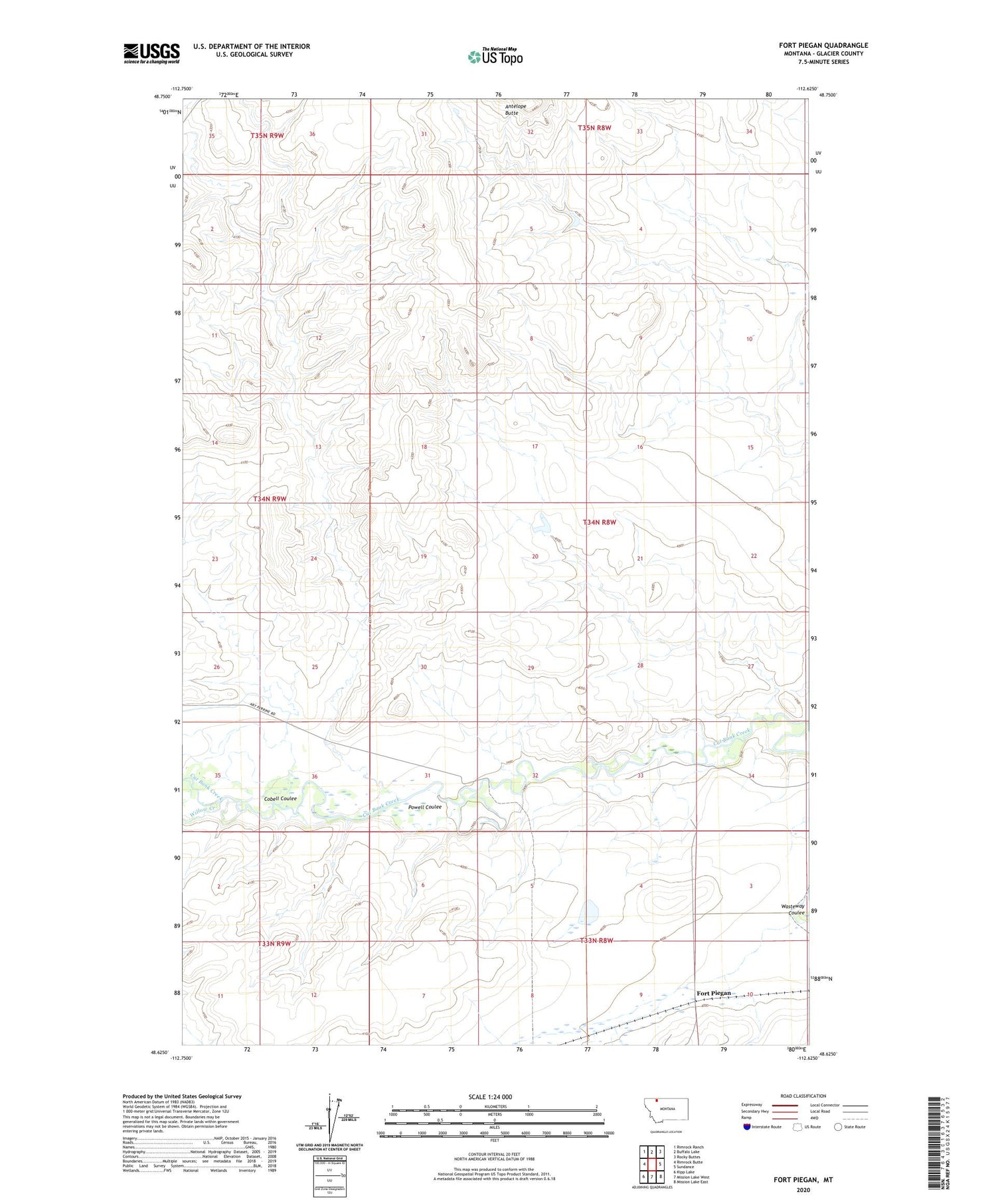 Fort Piegan Montana US Topo Map Image