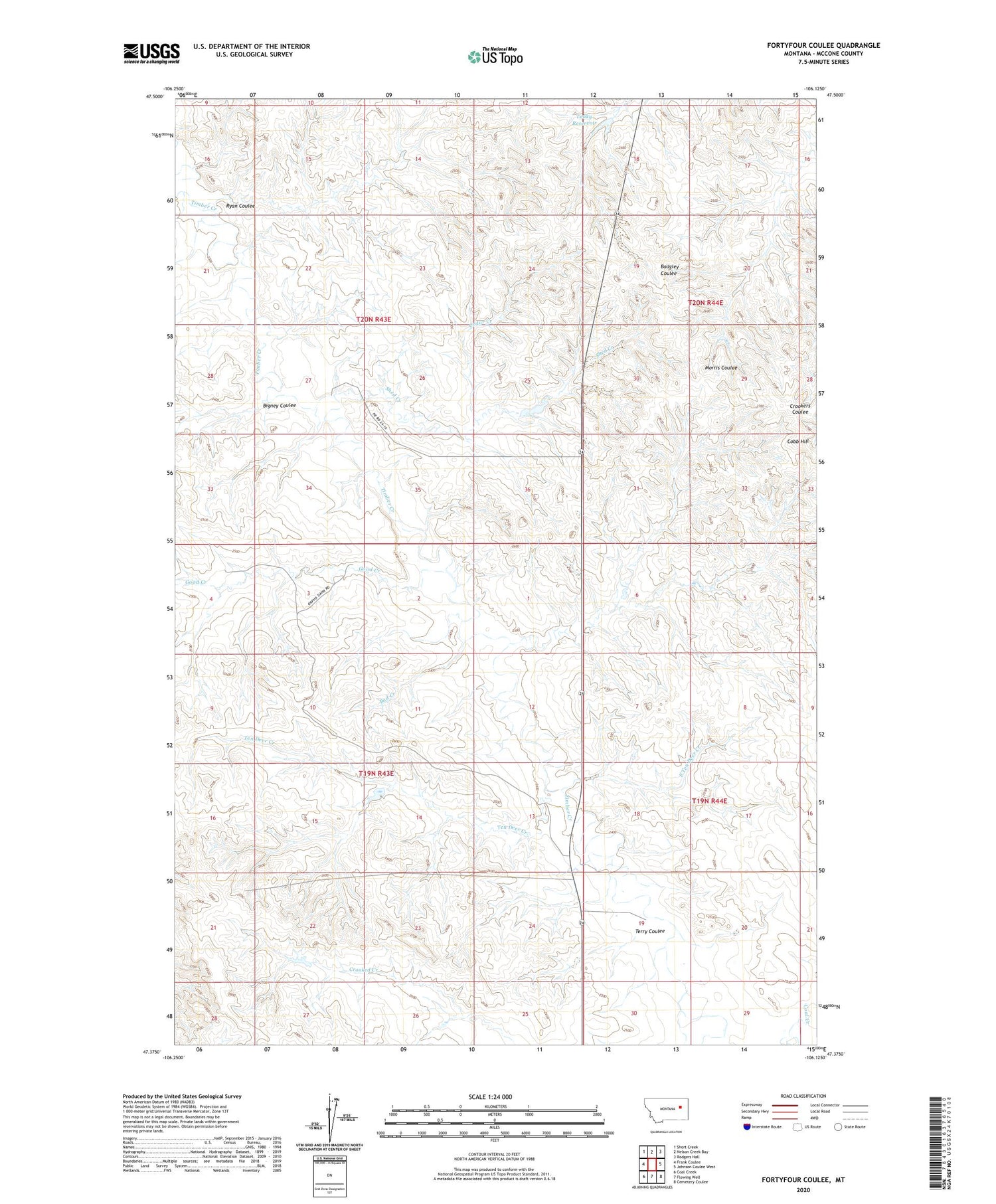 Fortyfour Coulee Montana US Topo Map Image
