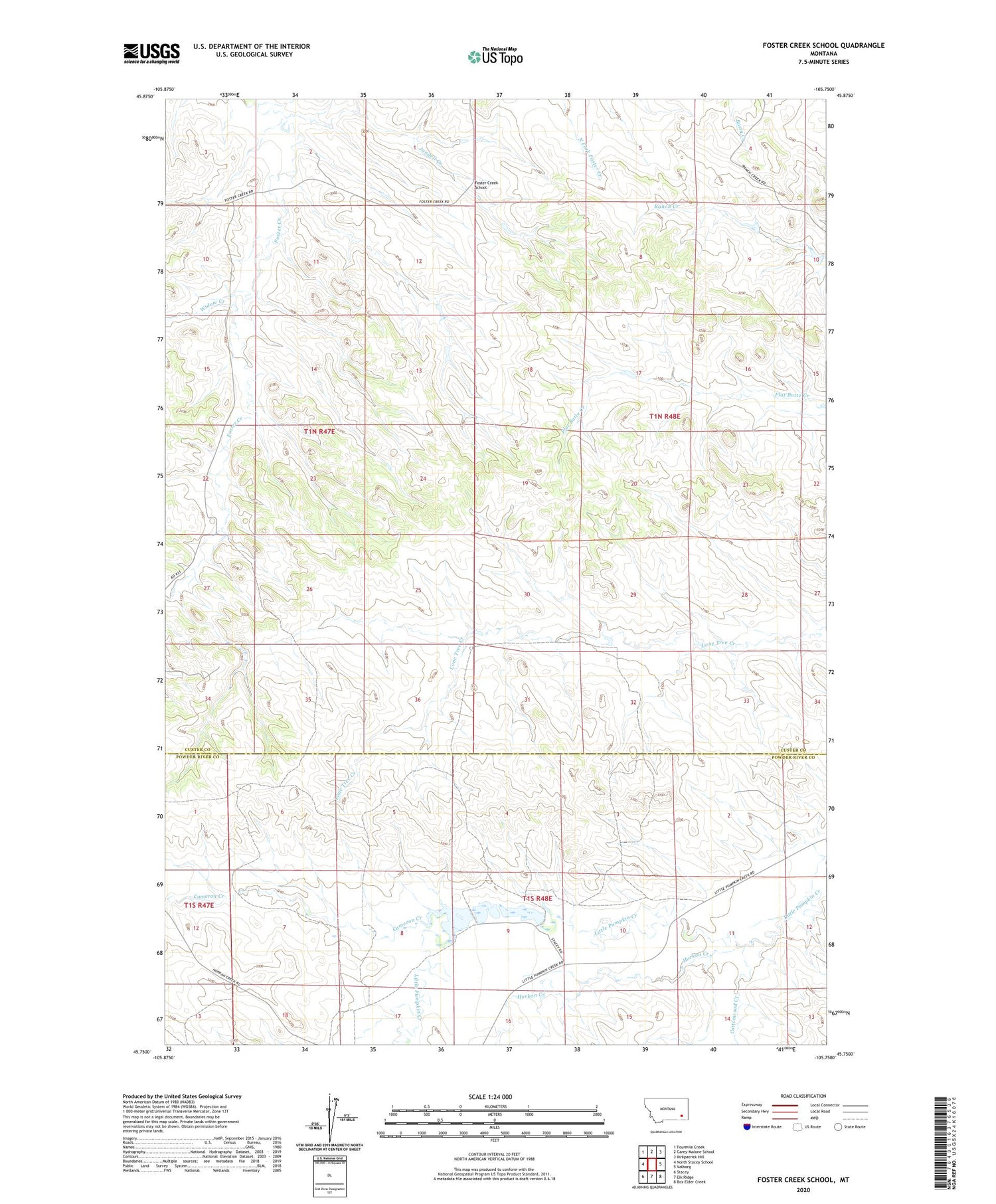 Foster Creek School Montana US Topo Map Image