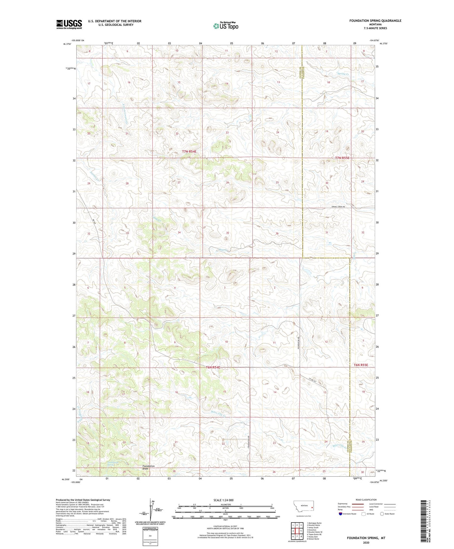 Foundation Spring Montana US Topo Map Image