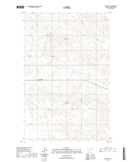 Four Buttes Montana US Topo Map Image