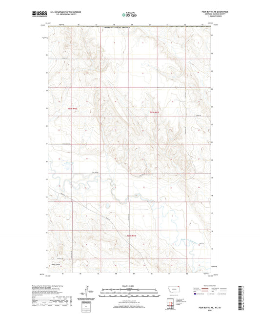 Four Buttes NE Montana US Topo Map Image