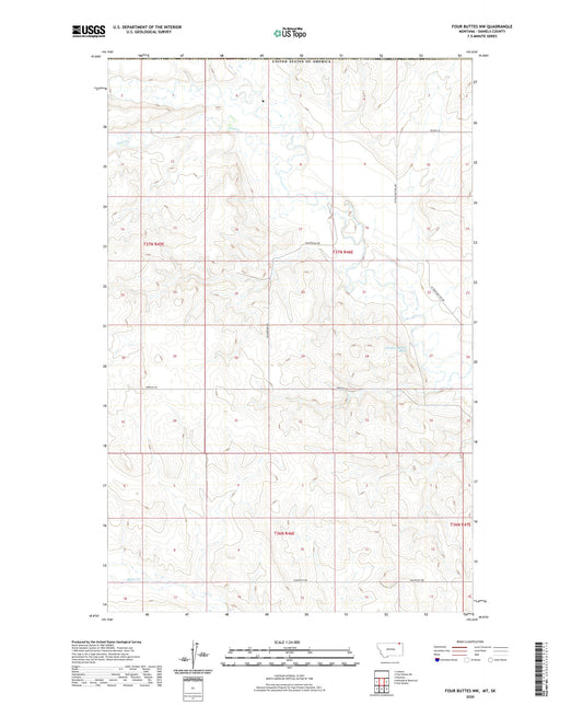 Four Buttes NW Montana US Topo Map Image