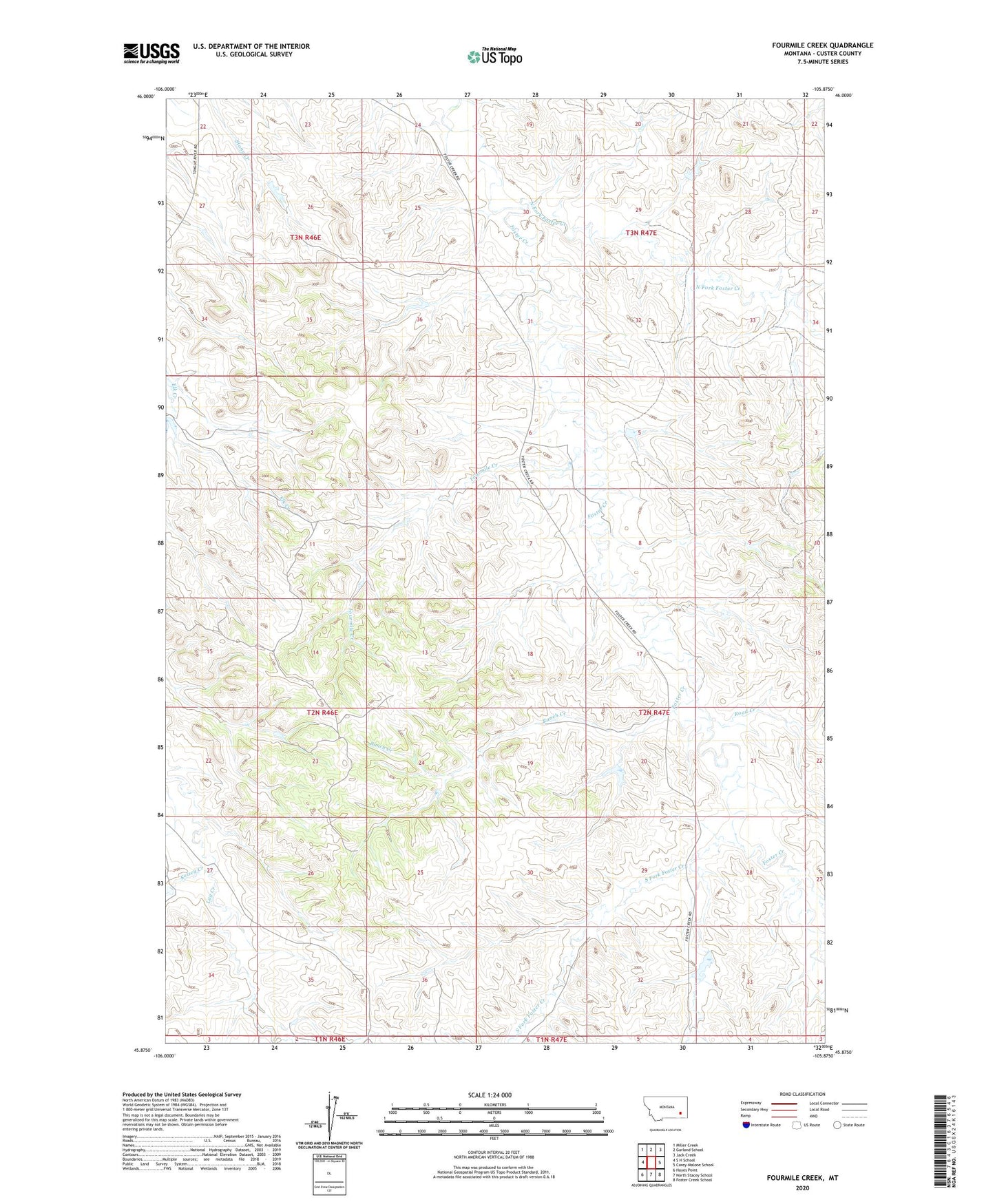 Fourmile Creek Montana US Topo Map Image