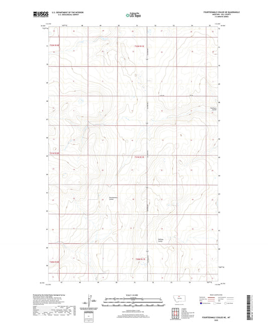 Fourteenmile Coulee NE Montana US Topo Map Image