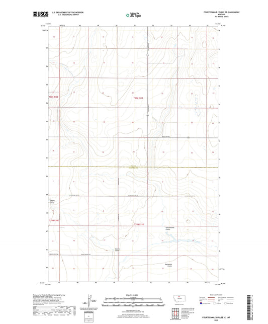 Fourteenmile Coulee SE Montana US Topo Map Image