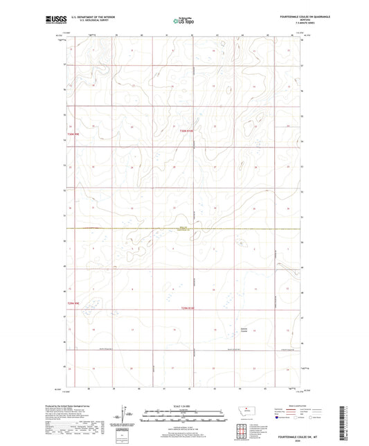 Fourteenmile Coulee SW Montana US Topo Map Image