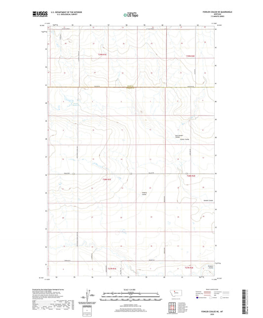 Fowler Coulee NE Montana US Topo Map Image