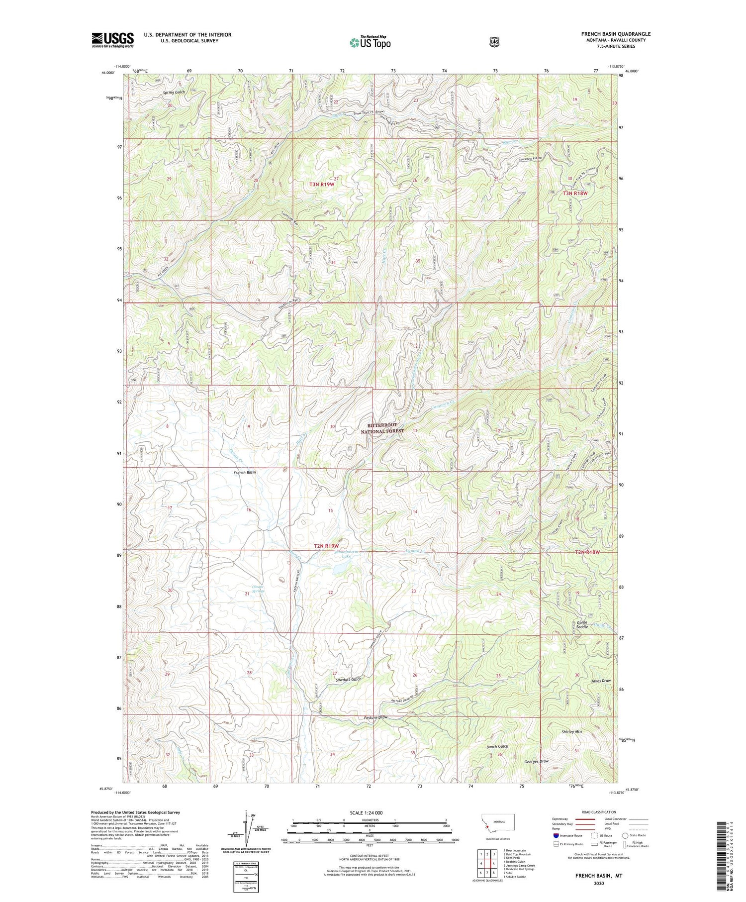 French Basin Montana US Topo Map Image