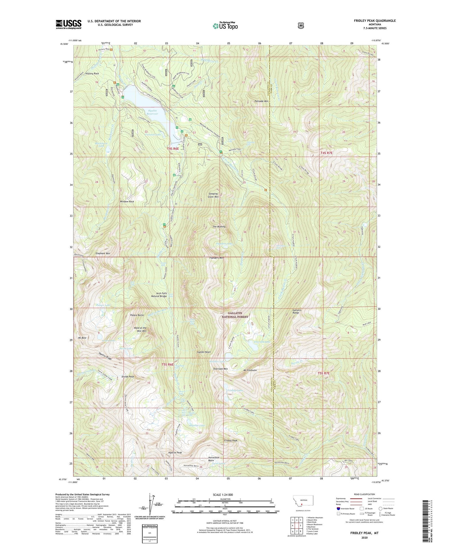 Fridley Peak Montana US Topo Map Image