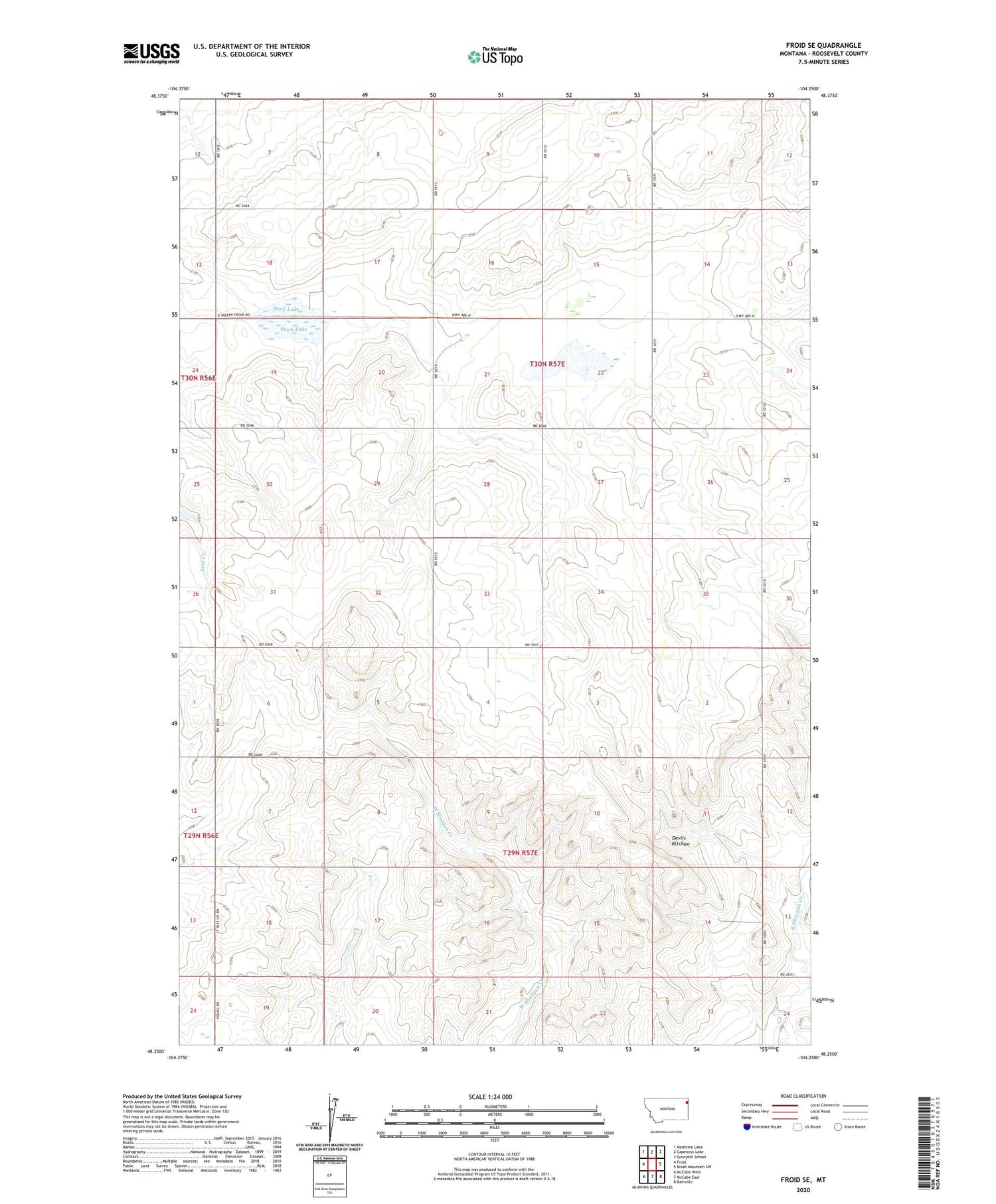 Froid SE Montana US Topo Map Image