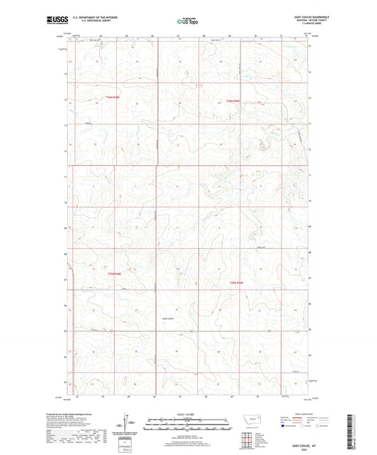 Gady Coulee Montana US Topo Map Image
