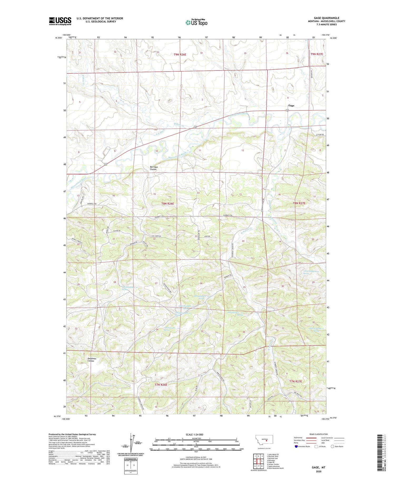 Gage Montana US Topo Map Image