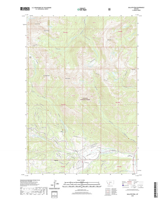 Gallatin Peak Montana US Topo Map Image