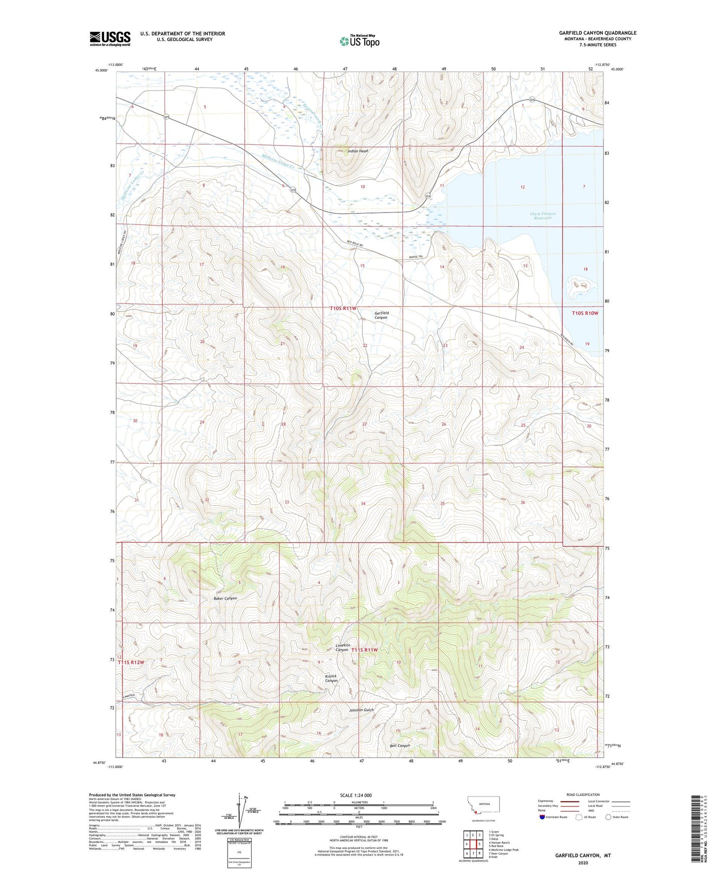 Garfield Canyon Montana US Topo Map Image