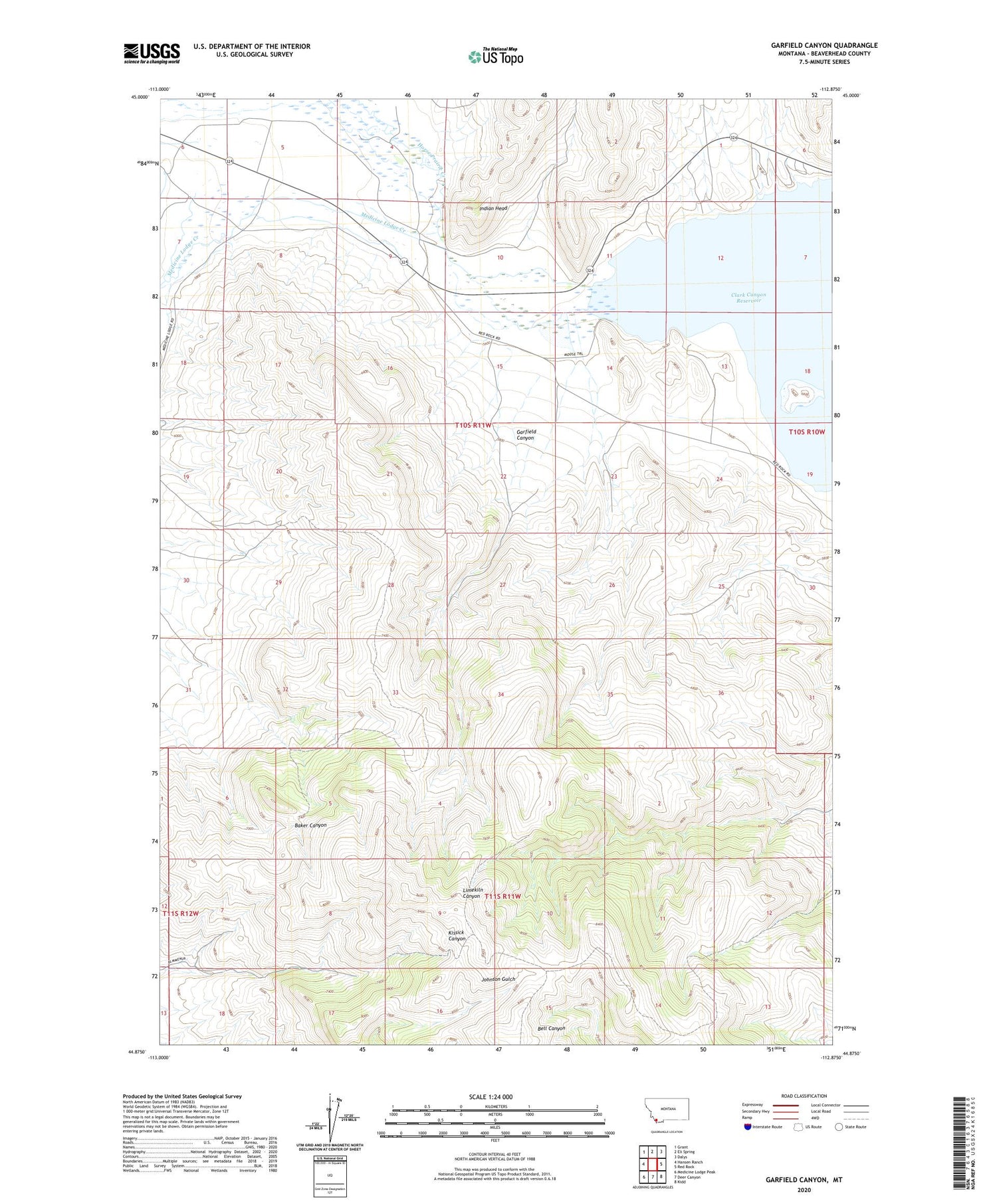 Garfield Canyon Montana US Topo Map Image