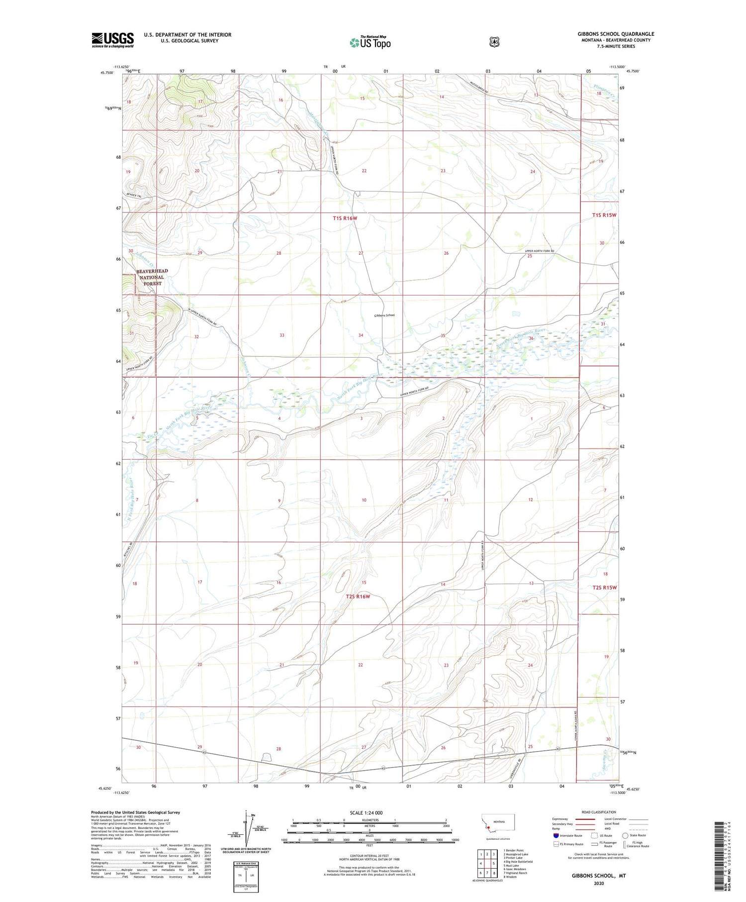 Gibbons School Montana US Topo Map Image