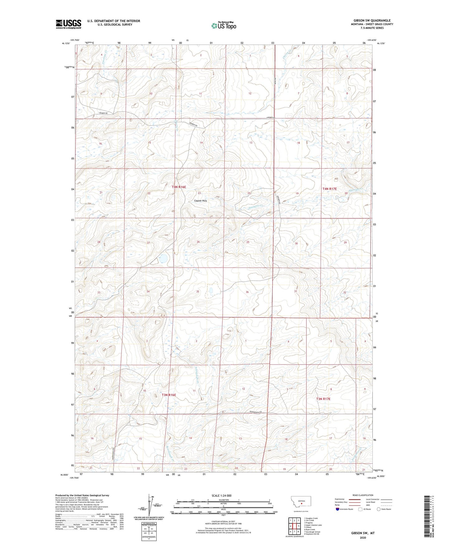 Gibson SW Montana US Topo Map Image
