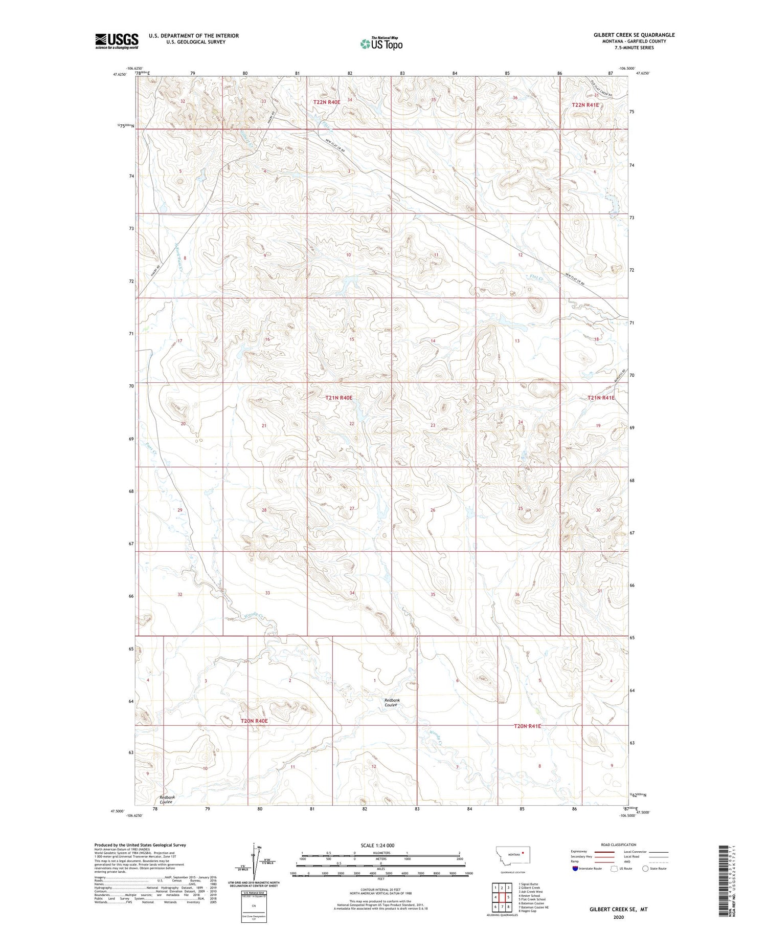 Gilbert Creek SE Montana US Topo Map Image