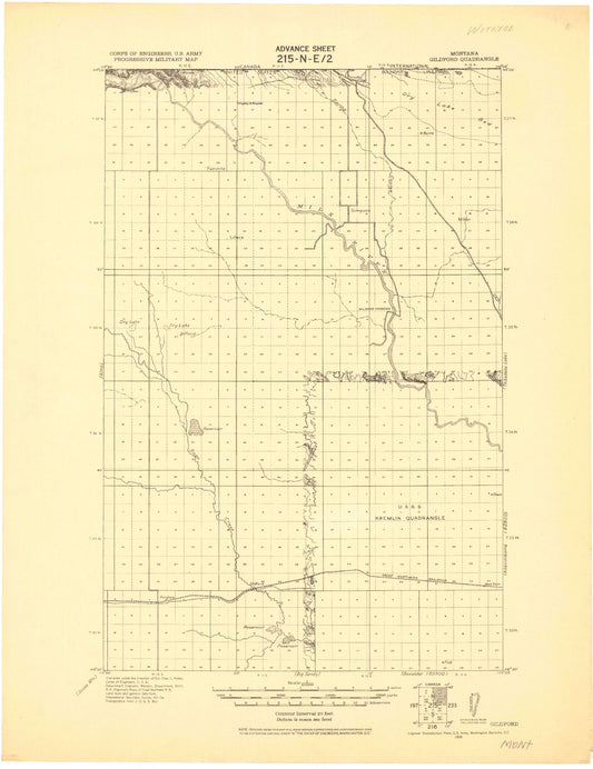 Historic 1920 Gildford Montana 30'x30' Topo Map Image