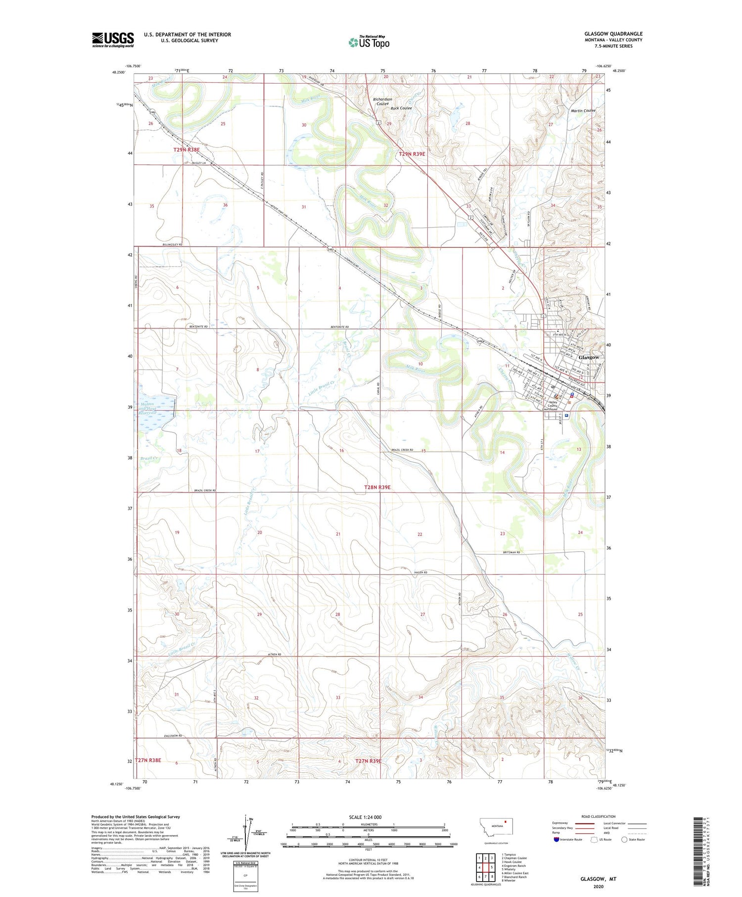 Glasgow Montana US Topo Map Image