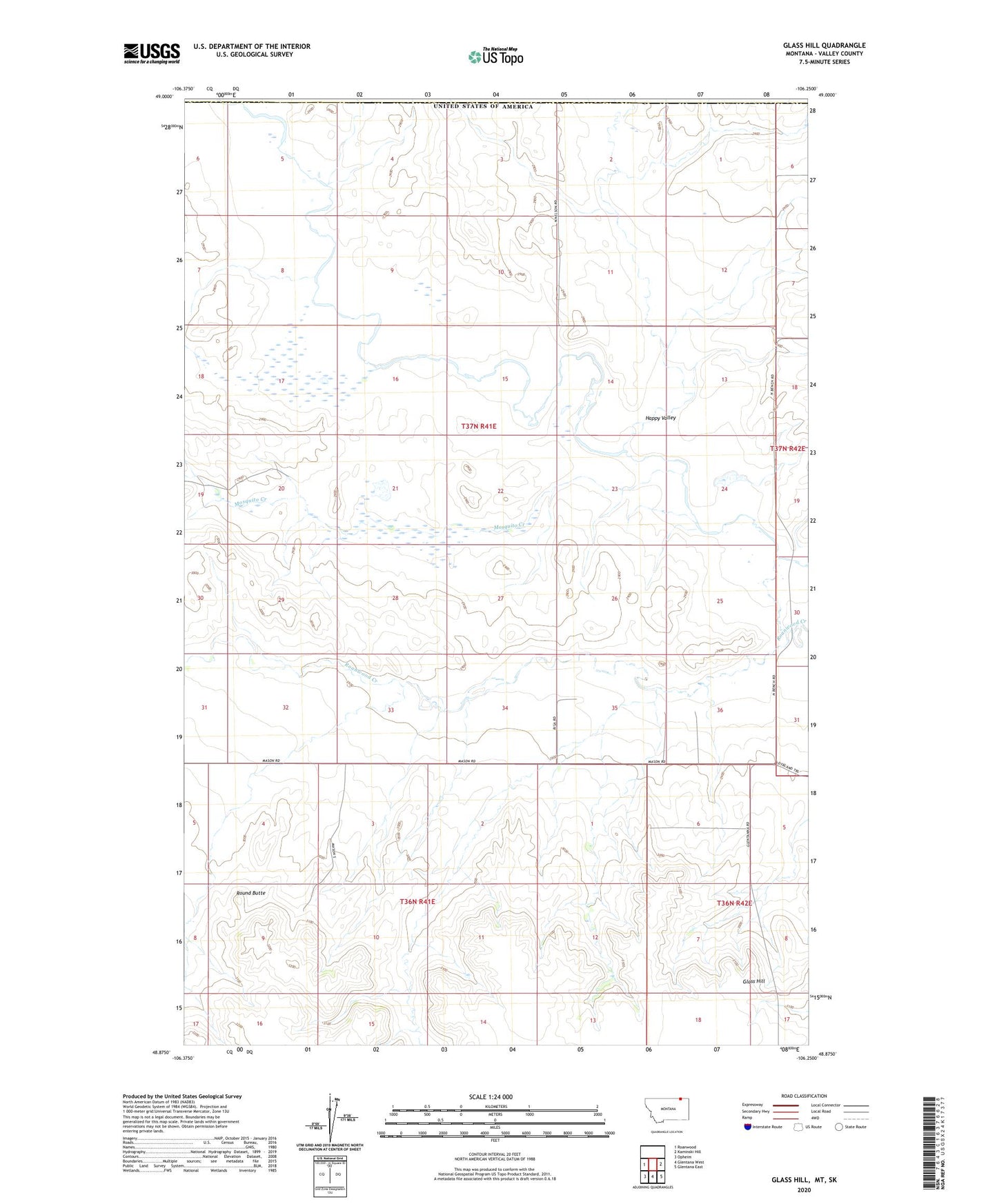 Glass Hill Montana US Topo Map Image