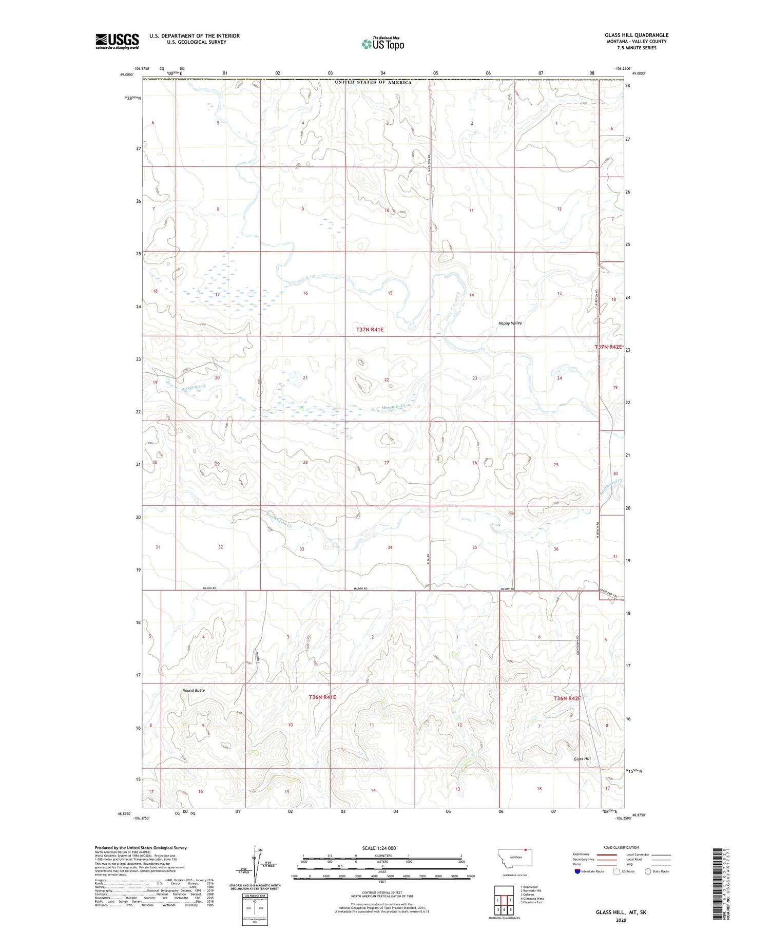 Glass Hill Montana US Topo Map Image