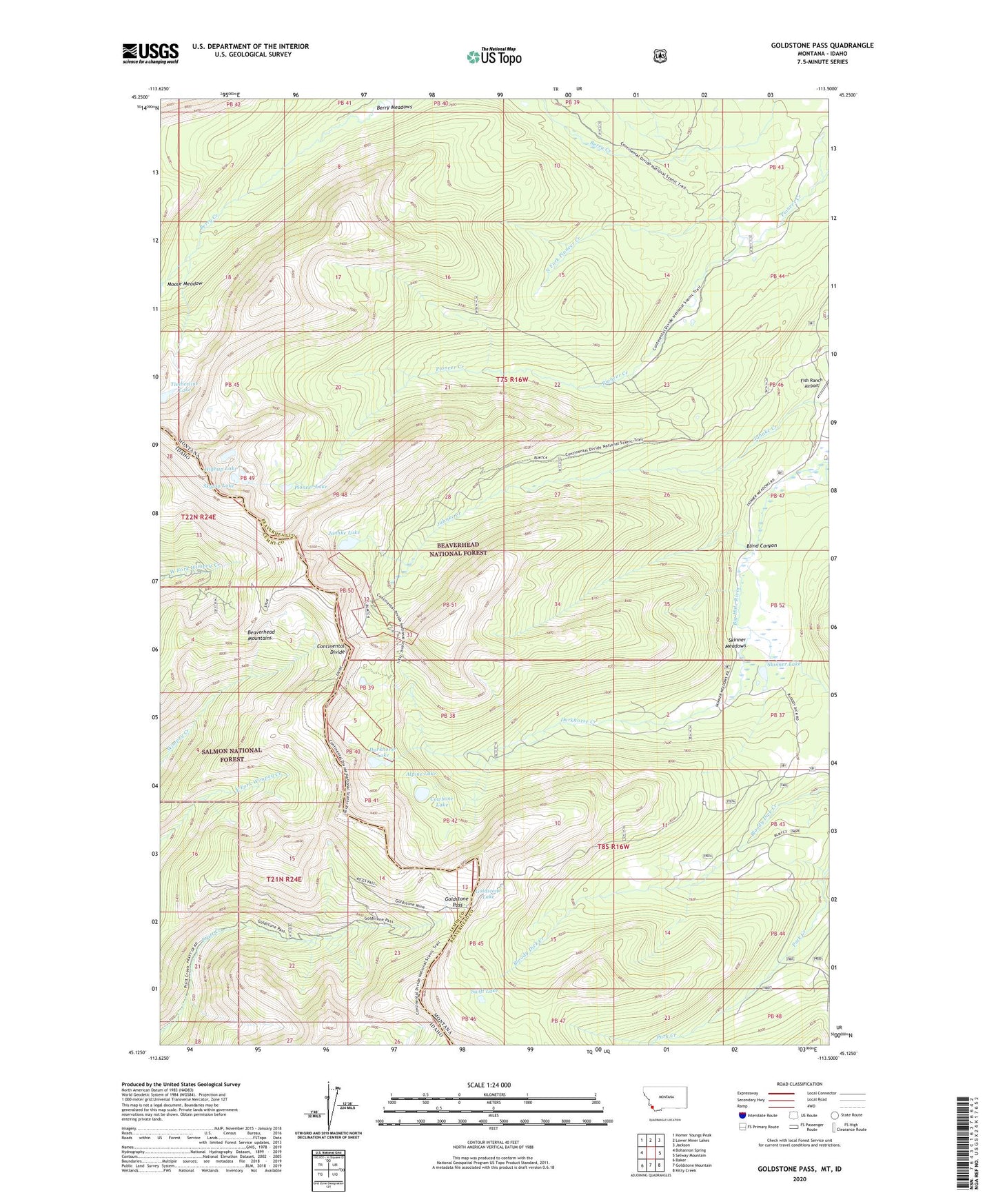 Goldstone Pass Montana US Topo Map Image