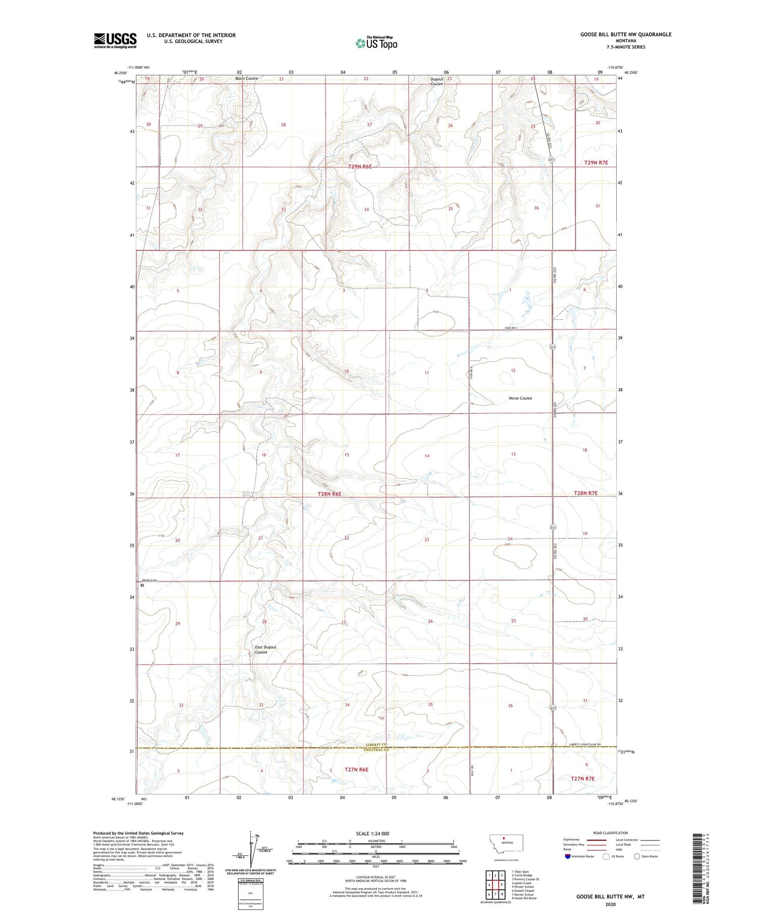 Goose Bill Butte NW Montana US Topo Map Image