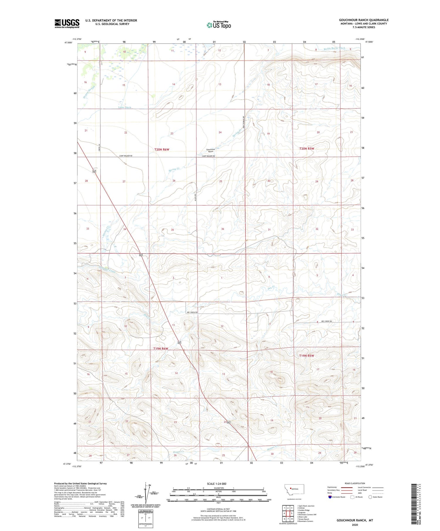 Gouchnour Ranch Montana US Topo Map Image