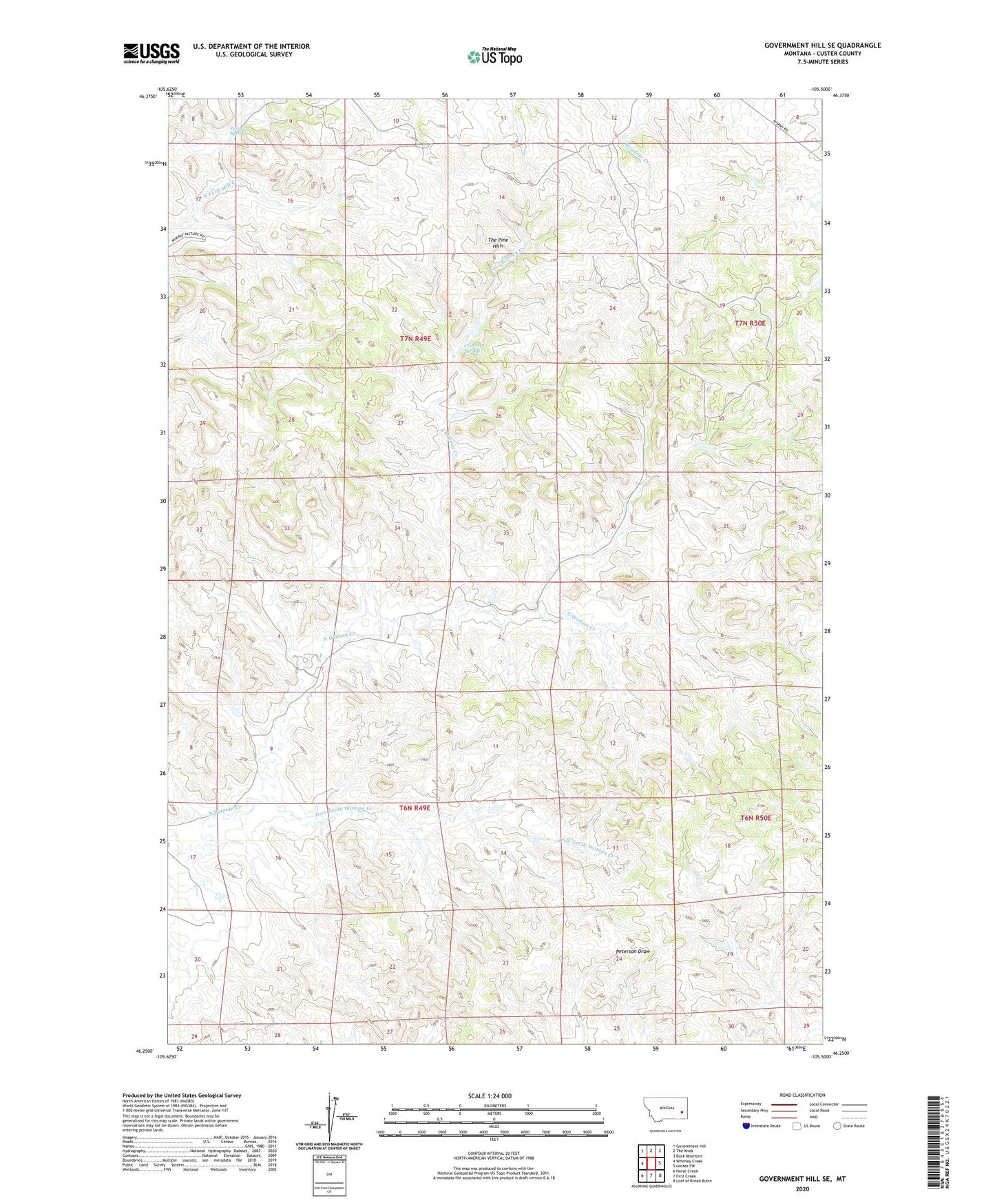 Government Hill SE Montana US Topo Map Image