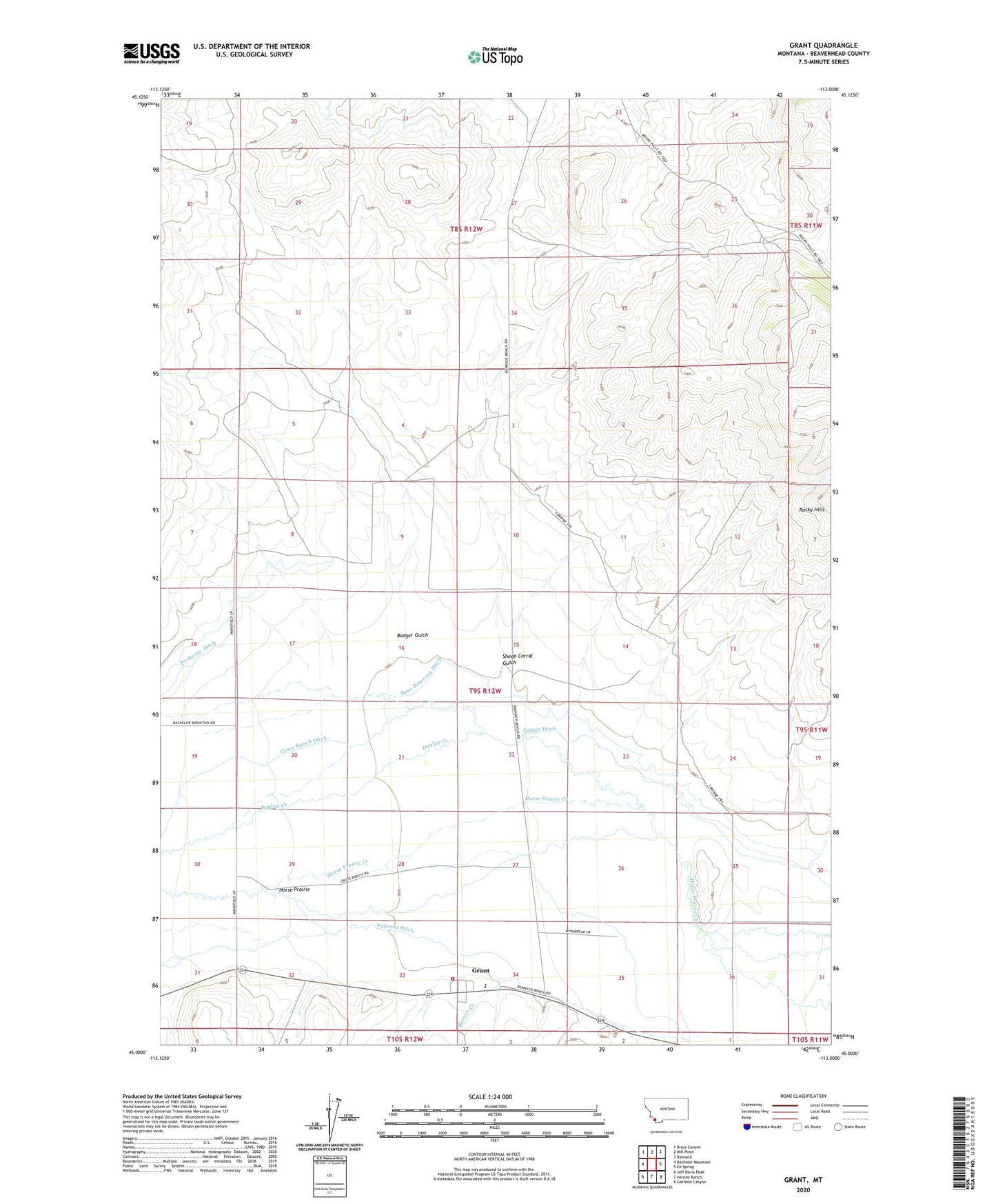 Grant Montana US Topo Map Image