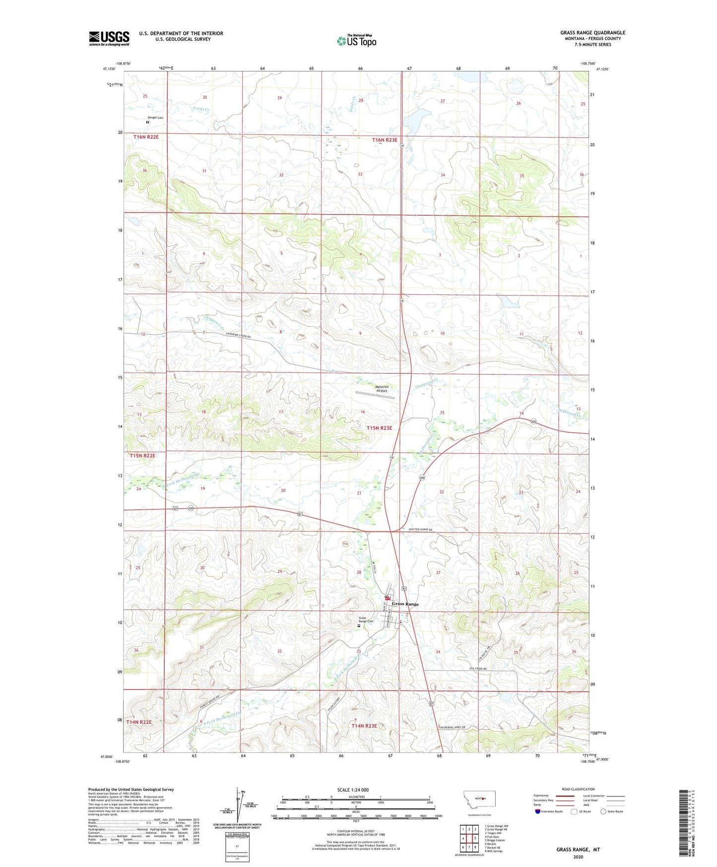 Grass Range Montana US Topo Map Image