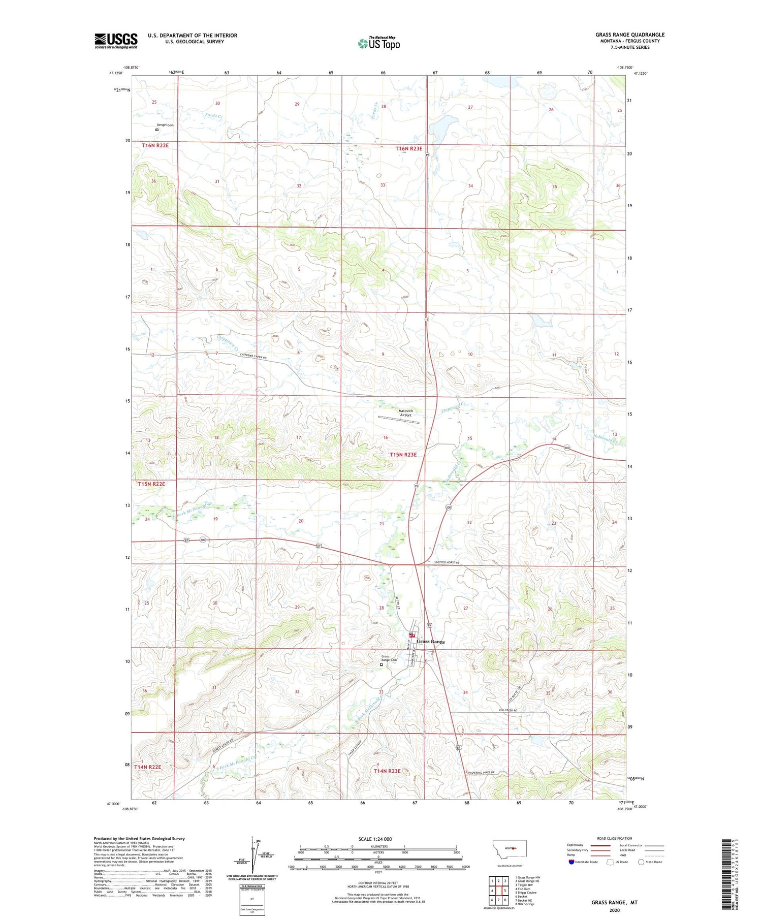 Grass Range Montana US Topo Map Image