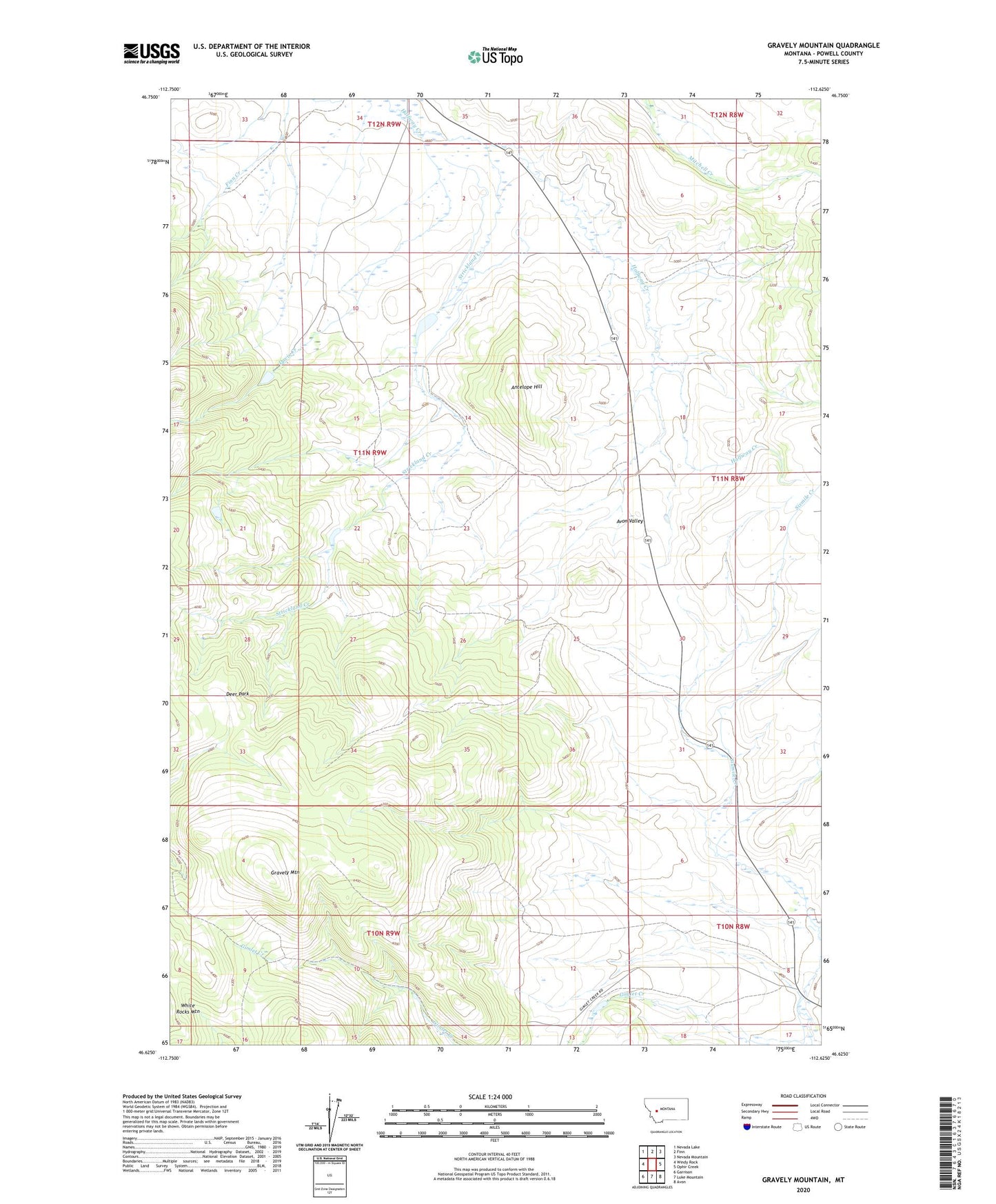 Gravely Mountain Montana US Topo Map Image