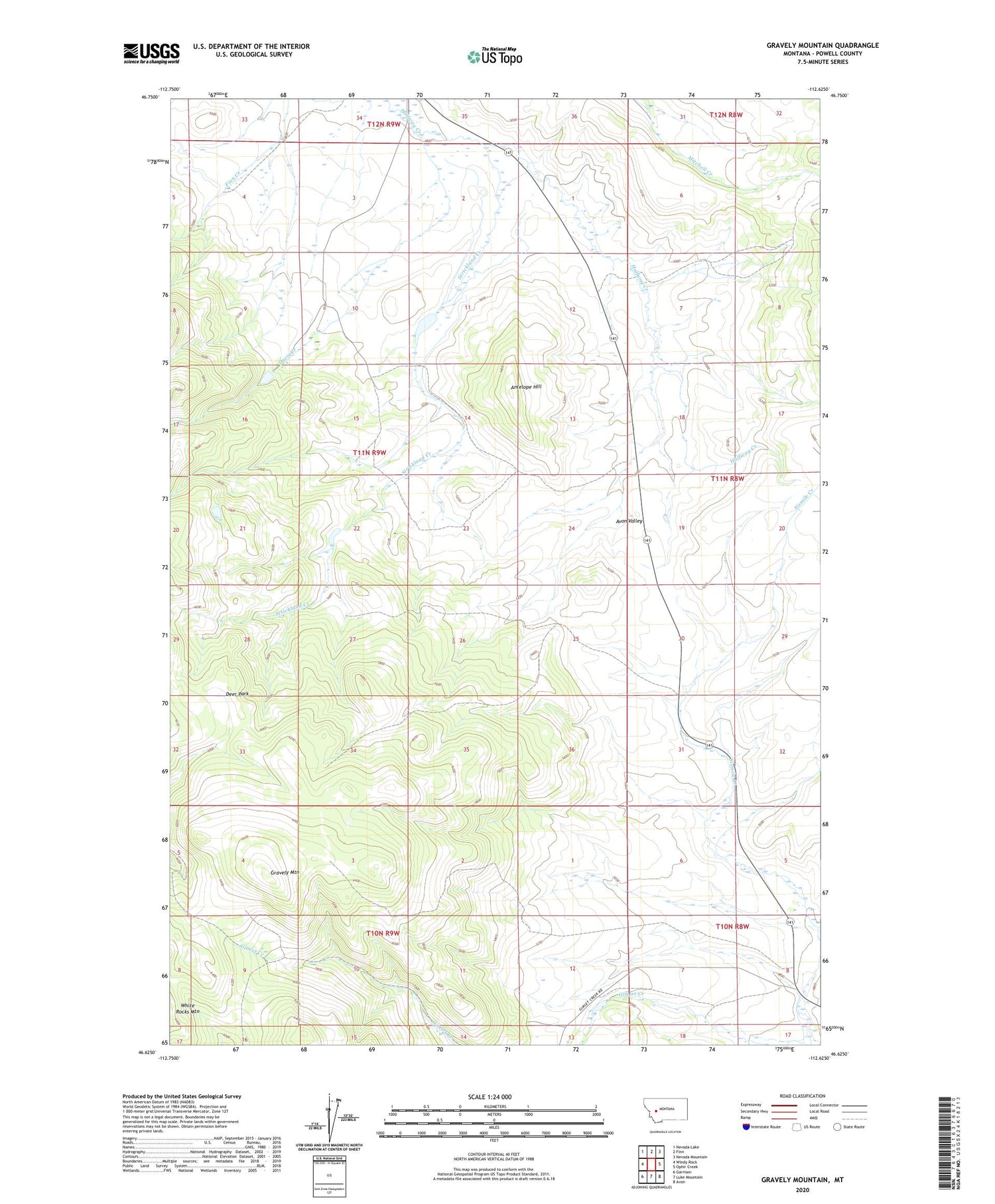 Gravely Mountain Montana US Topo Map Image