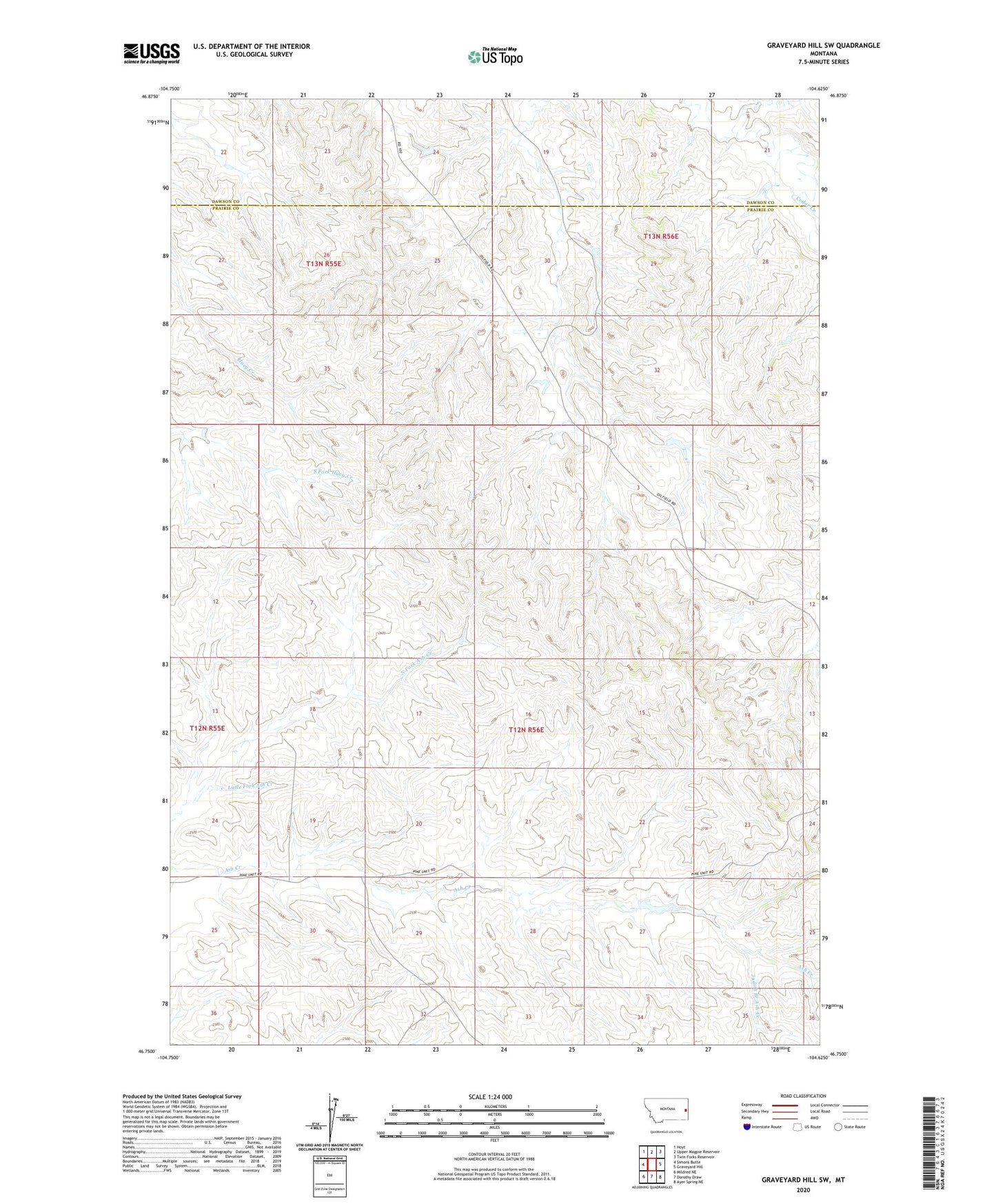 Graveyard Hill SW Montana US Topo Map Image