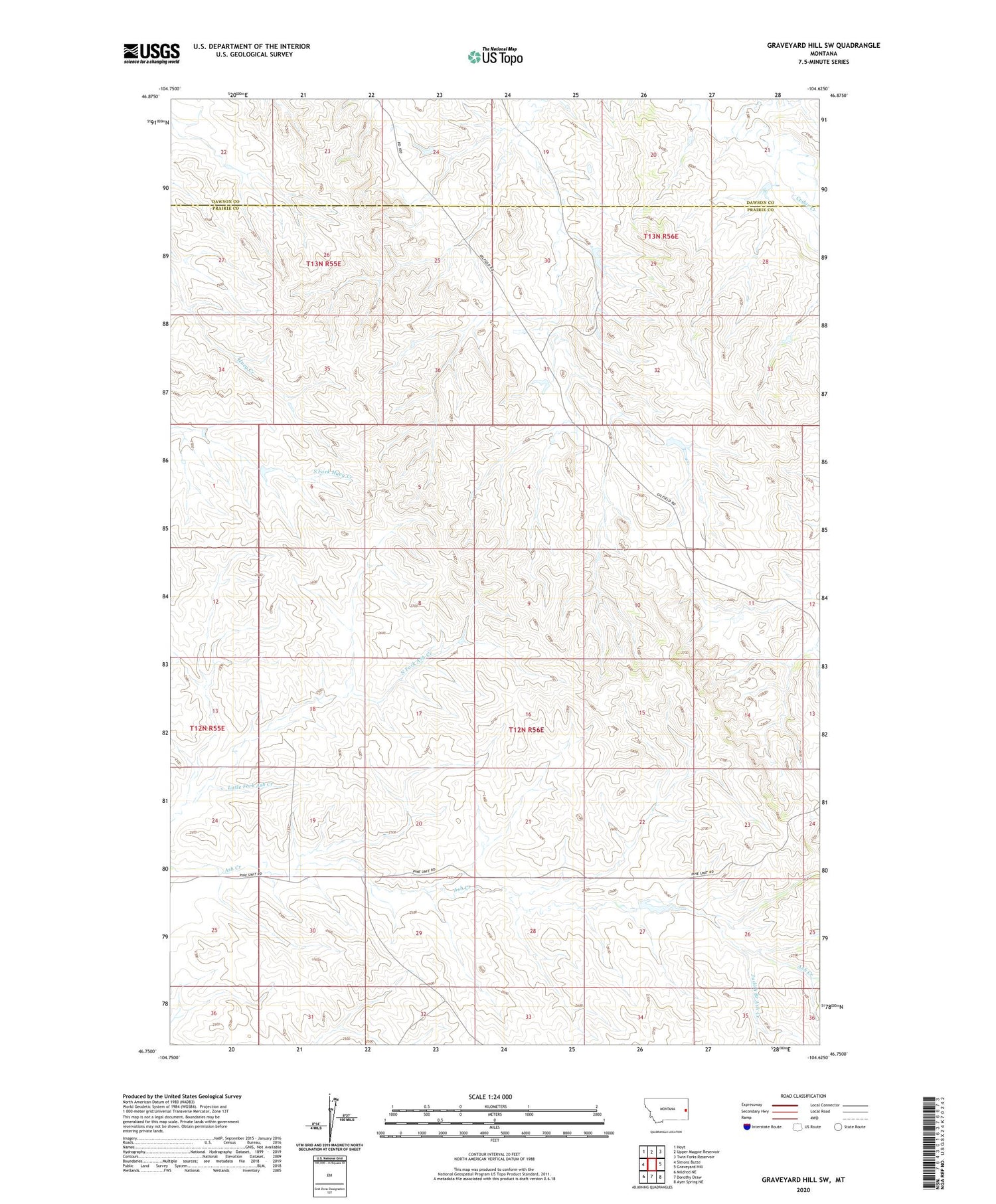 Graveyard Hill SW Montana US Topo Map Image