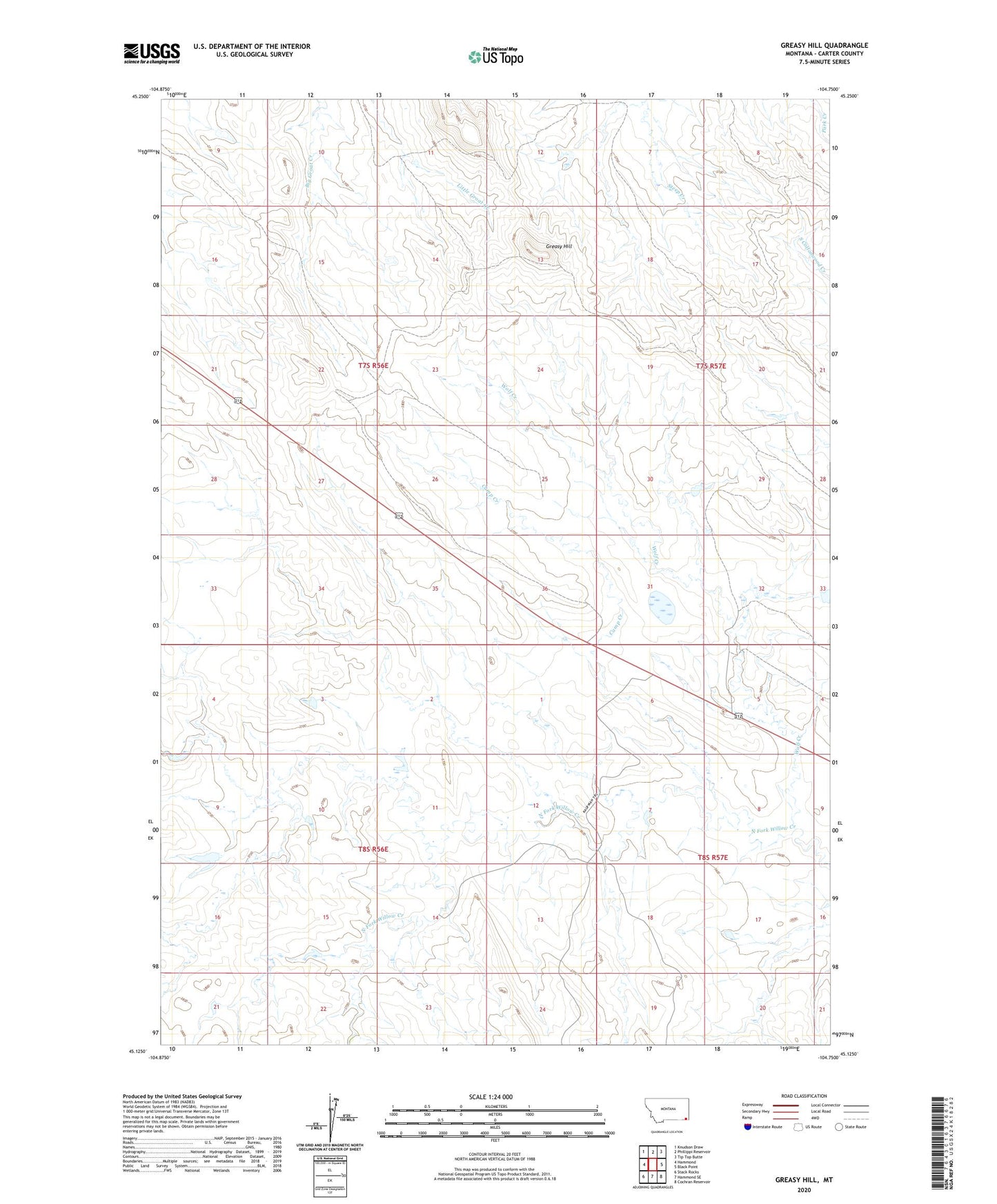 Greasy Hill Montana US Topo Map Image