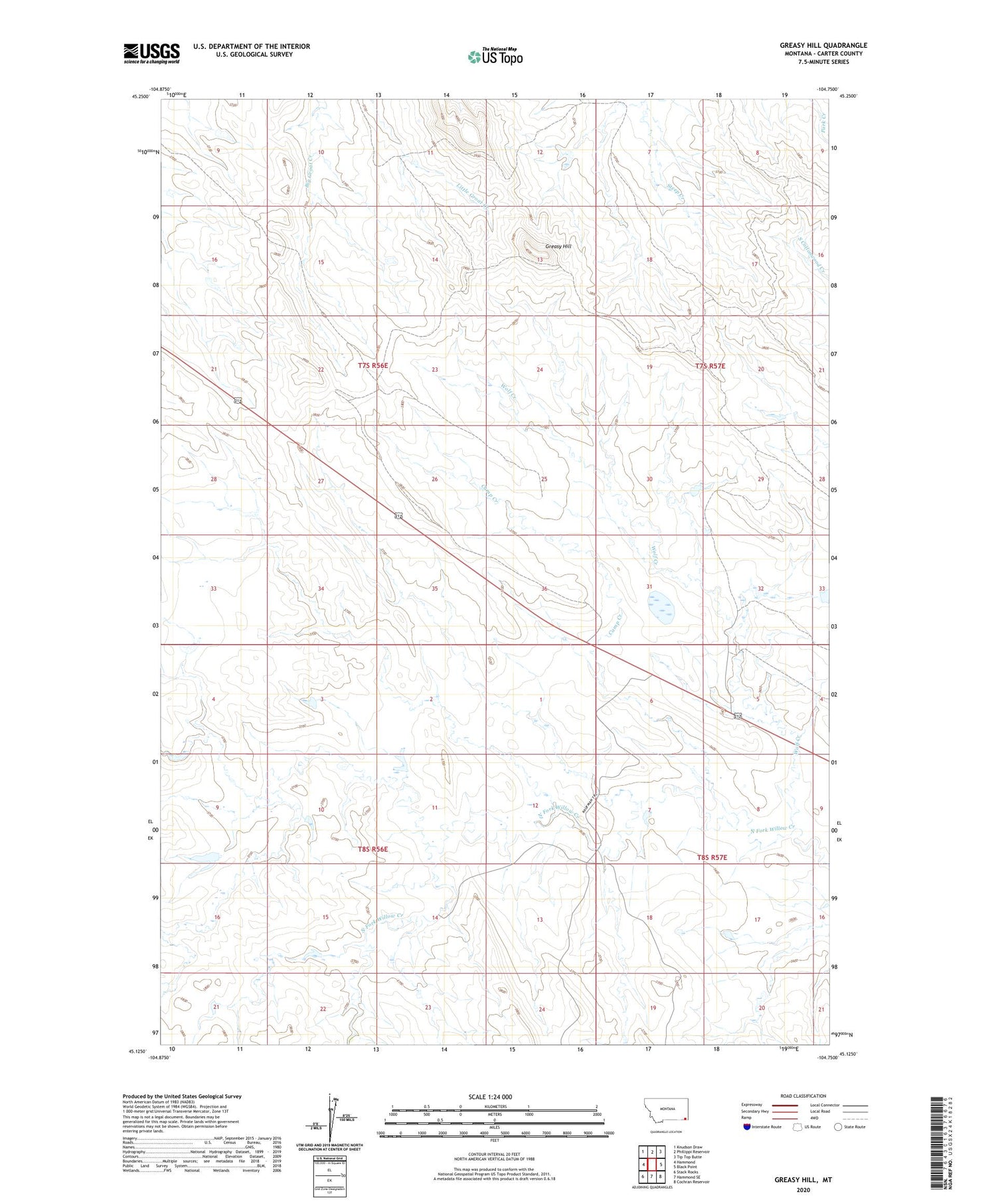 Greasy Hill Montana US Topo Map Image
