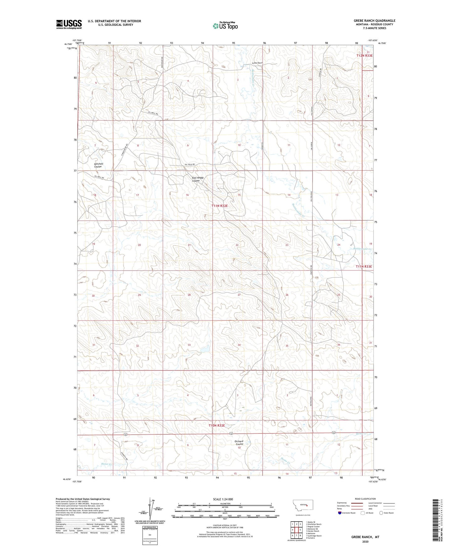 Grebe Ranch Montana US Topo Map Image