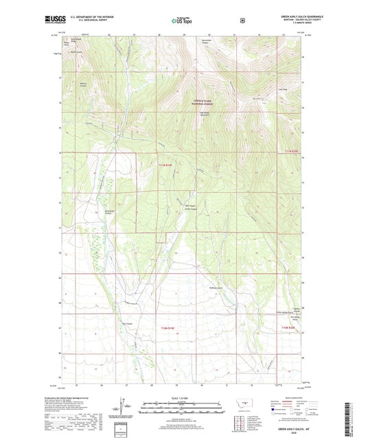 Green Ashly Gulch Montana US Topo Map Image