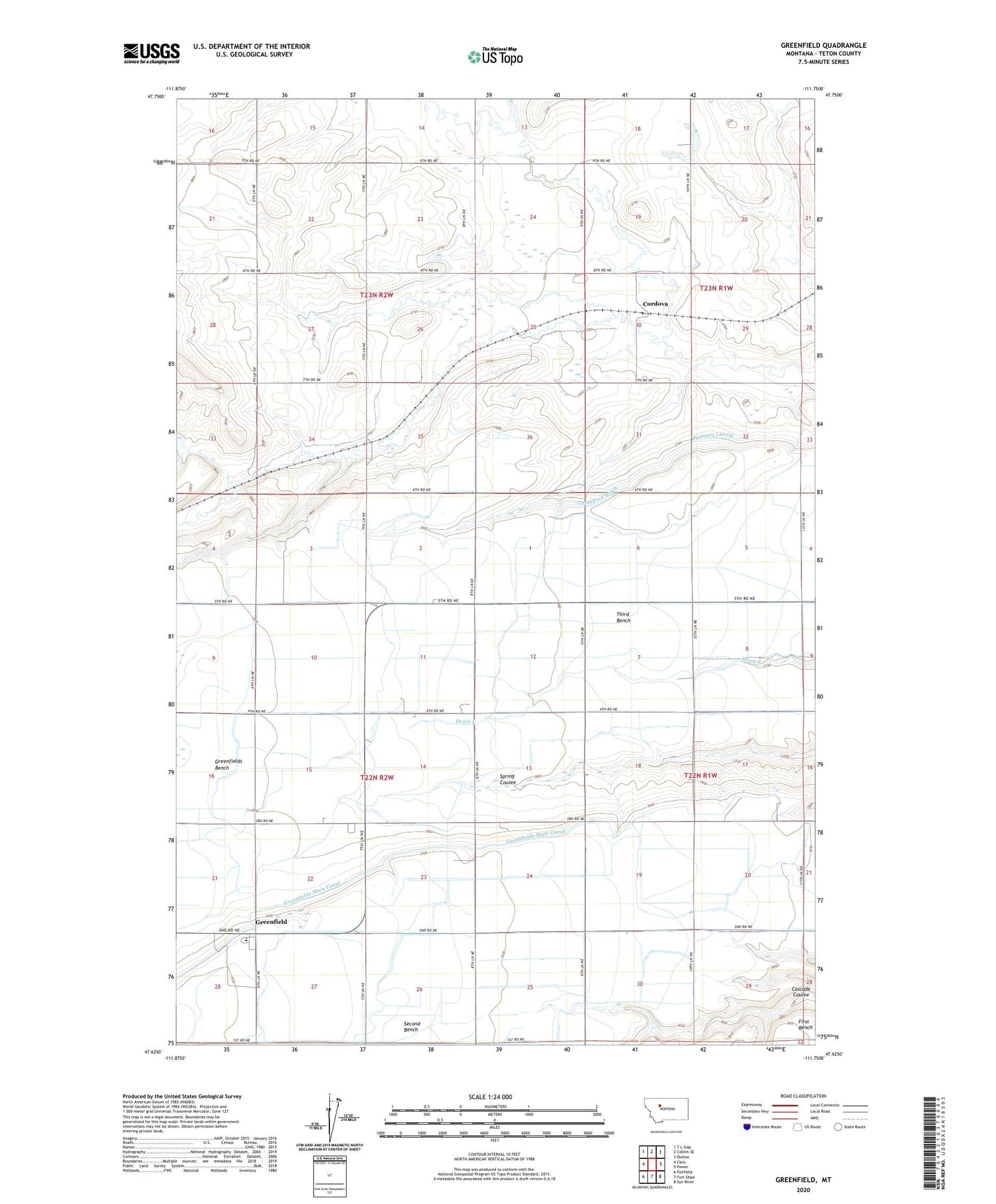 Greenfield Montana US Topo Map Image